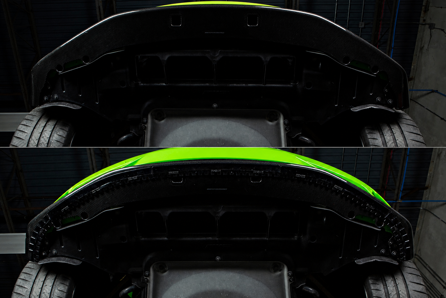 Front lip underside before and after Acexxon protector installation