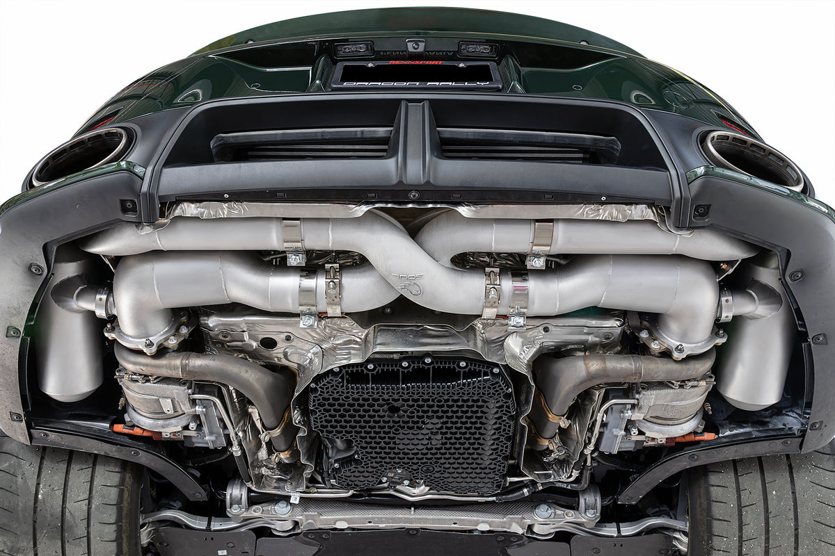 SOUL Performance Exhaust System installed on a Porsche 992.2 Turbo S