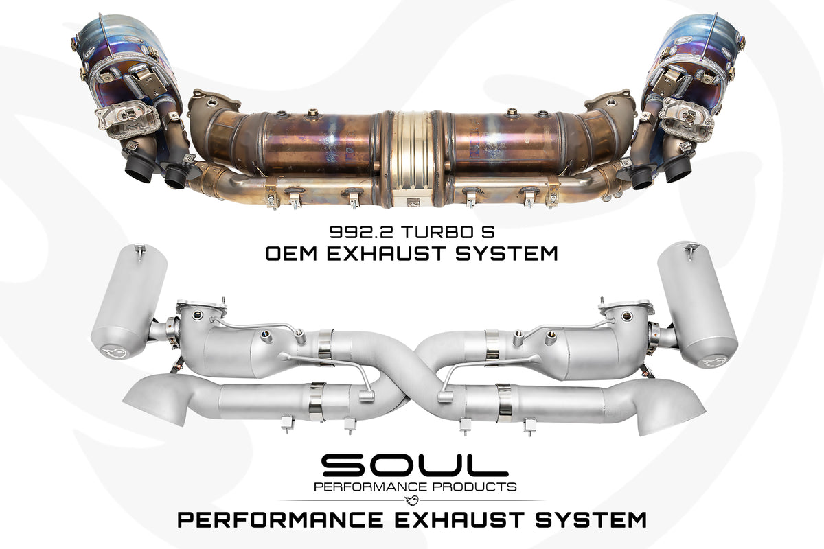 Porsche 992.2 Turbo S factory exhaust compared with the SOUL Performance Exhaust System