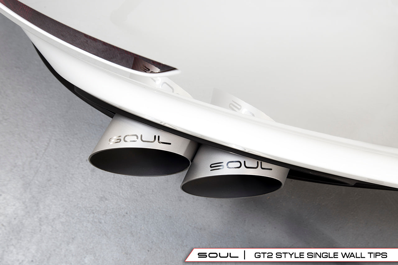 Soul-Performance-Products-Porsche-991-Turbo-Bolt-On-Tips-GT2-Style-Single-Wall-Installed-Overhead-2.jpg