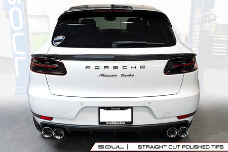 Soul-Performance-Products-Porsche-Macan-S-GTS-Turbo-Resonated-Muffler-Bypass-Exhaust-Installed-Straight-Cut-Polished-Tips-Rear