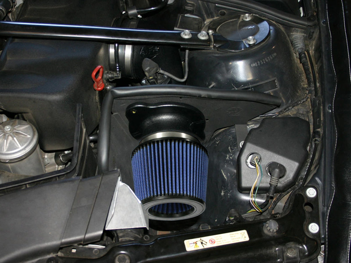 aFe 54-10462 Magnum FORCE intake installed in a BMW E46 M3 engine bay