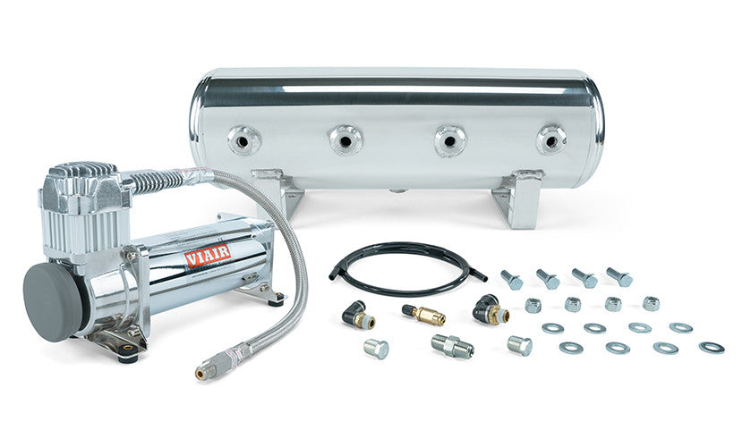 Air Lift Performance 2.5 gallon polished tank with VIAIR 444C chrome compressor, part 27801