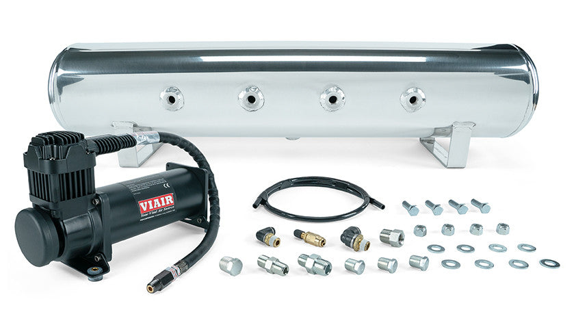 Air Lift Performance 4 gallon 7 port polished tank with VIAIR 444C black compressor, part 27807