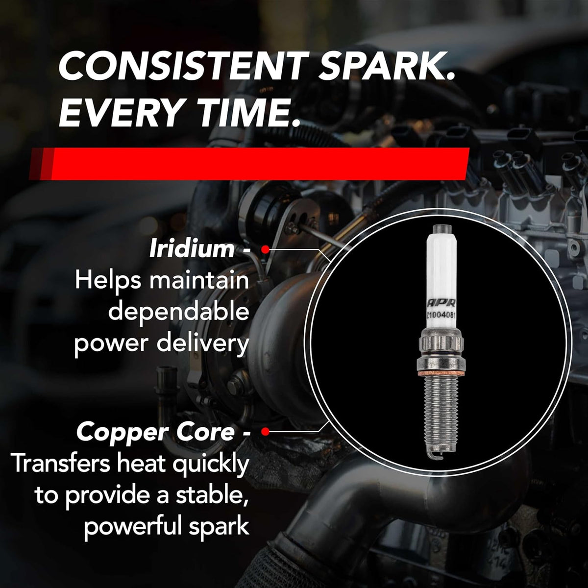 APR Z1004081 Iridium Pro spark plug and retail packaging