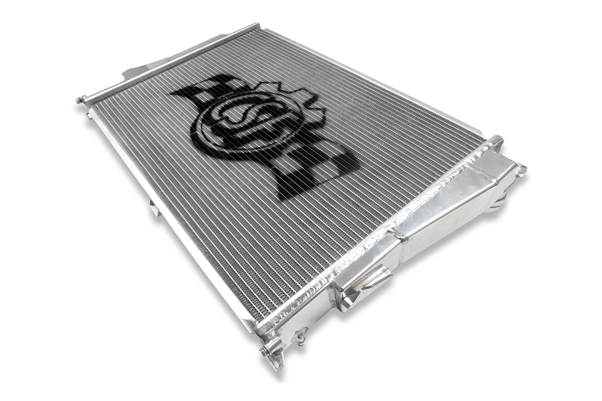 CSF 7058 triple-pass aluminum radiator for BMW E46 M3, three-quarter view