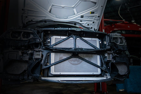 CSF front-mount heat exchanger installation location on a BMW F8x M3 or M4