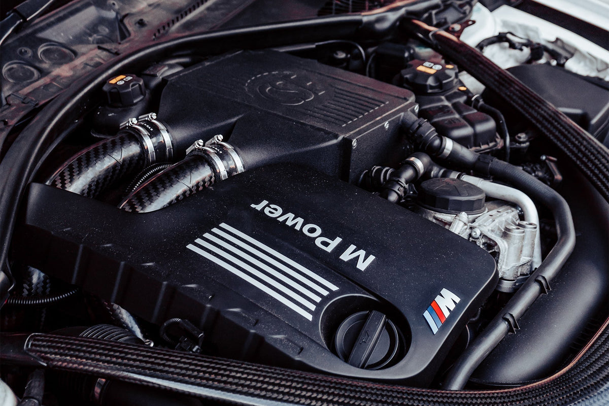 CSF 8082 installed on a BMW F8x S55 engine, close view