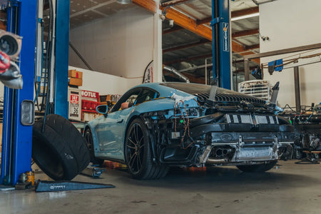 Porsche 992 prepared for CSF 8188 intercooler installation