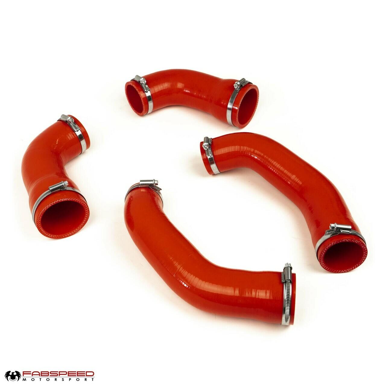 Fabspeed red silicone boost hoses and clamps for Porsche 992 Turbo