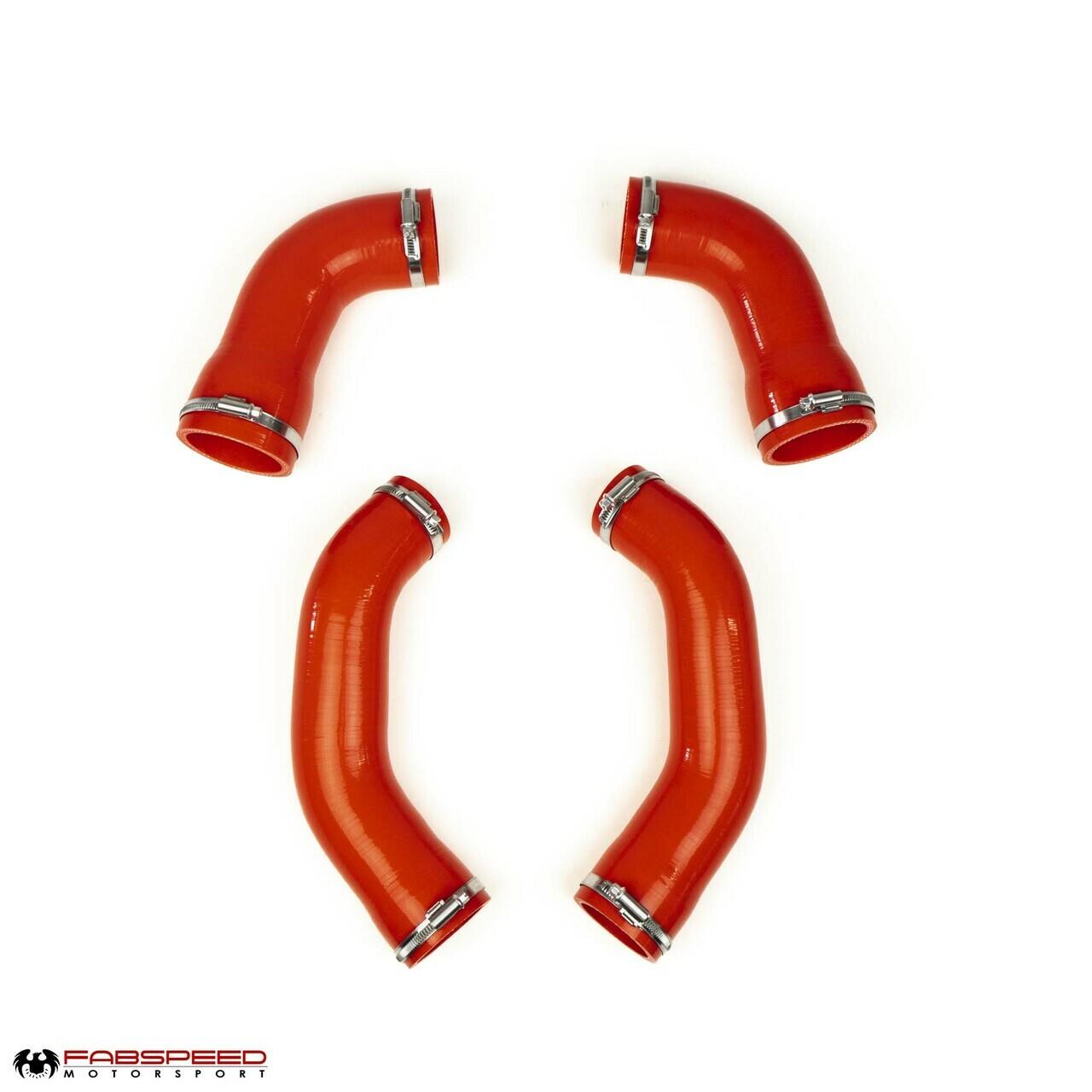 Fabspeed Porsche 992 Turbo silicone boost hoses arranged with clamps