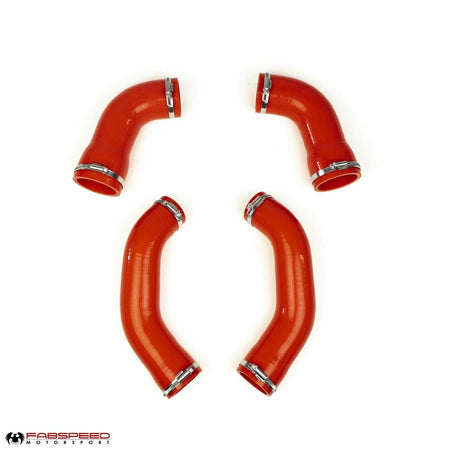 Fabspeed Porsche 992 Turbo silicone boost hoses arranged with clamps