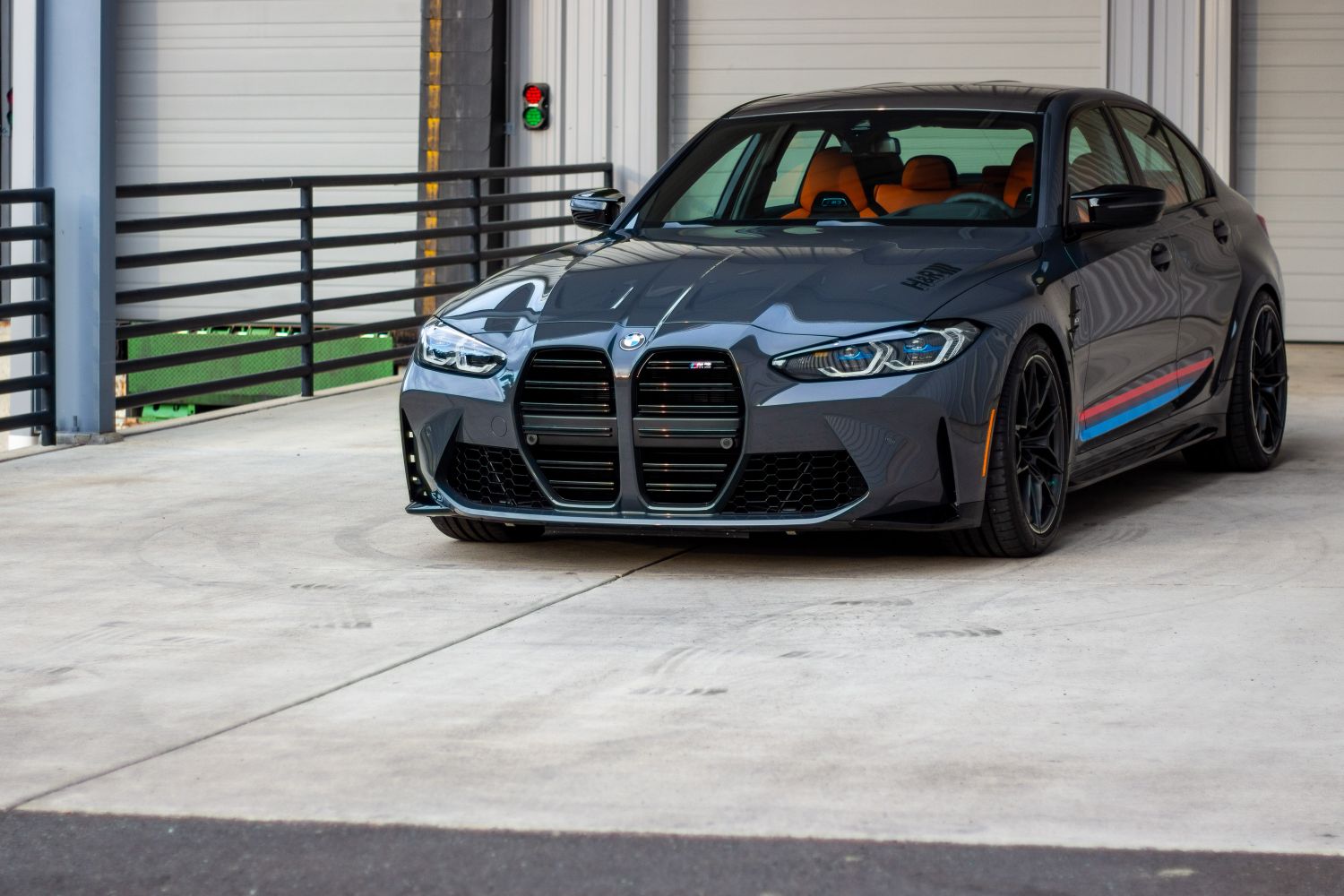 BMW G80 M3 with H and R VTF adjustable lowering springs view 1