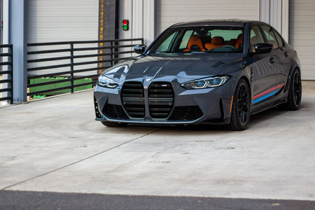 BMW G80 M3 with H and R VTF adjustable lowering springs view 1