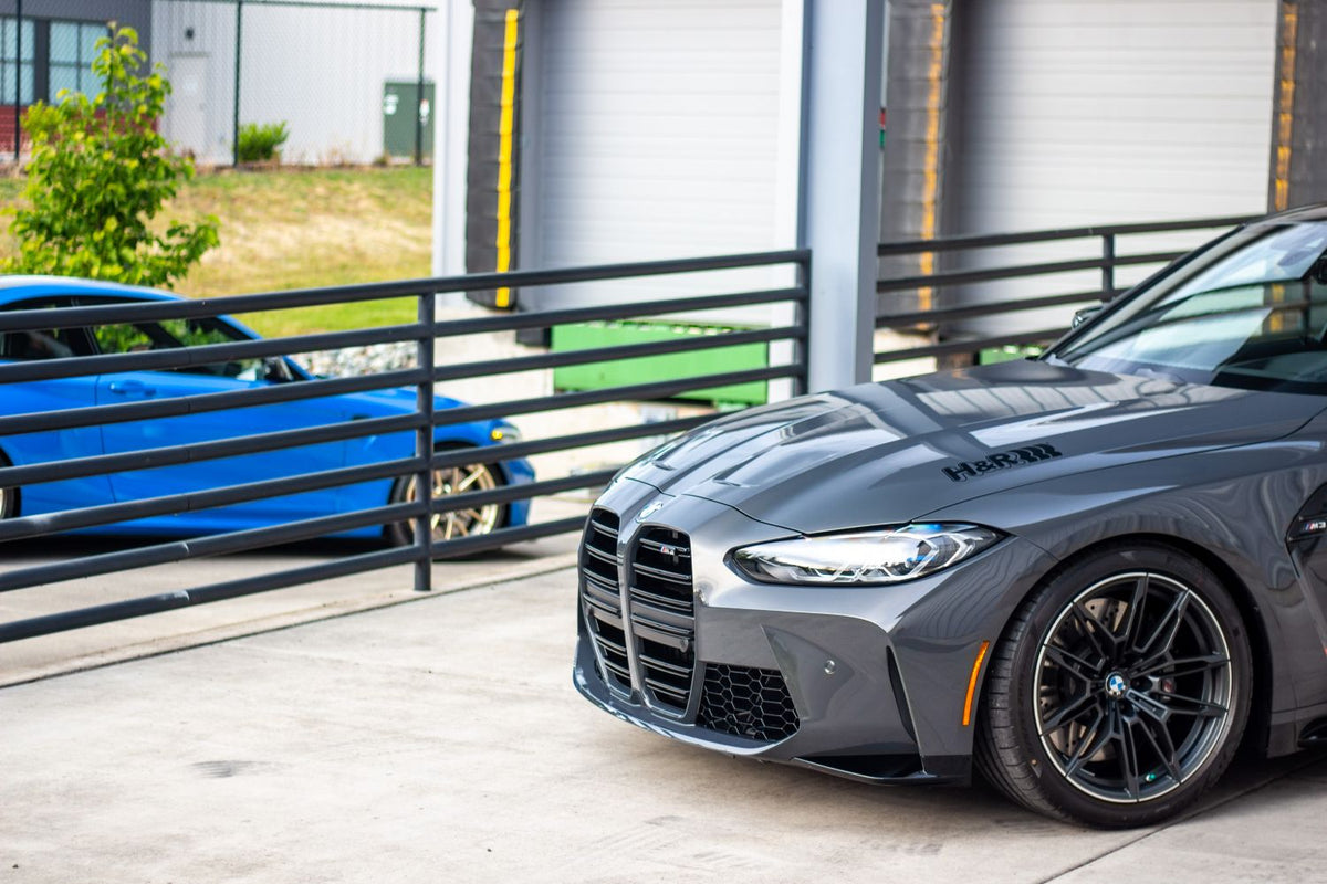 BMW G80 M3 with H and R VTF adjustable lowering springs view 3