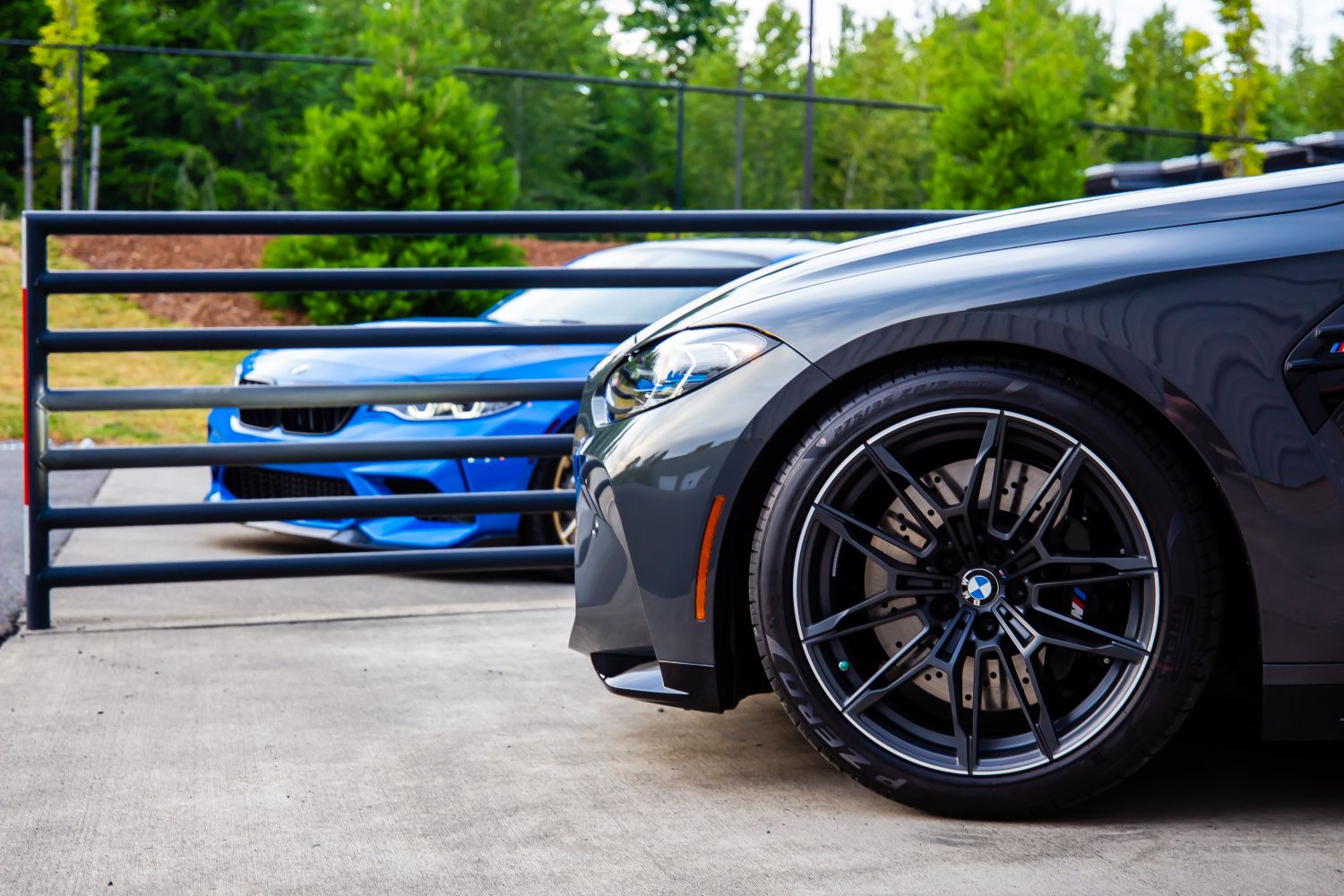 BMW G80 M3 with H and R VTF adjustable lowering springs view 4