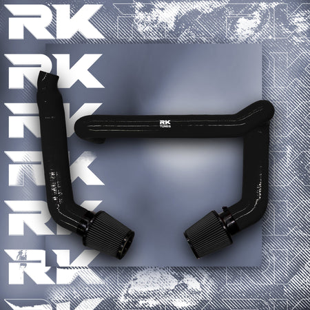 RK-Tunes S58 front-mount intakes in black with black filters