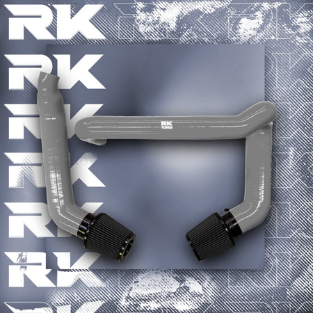 RK-Tunes S58 front-mount intakes in grey with black filters