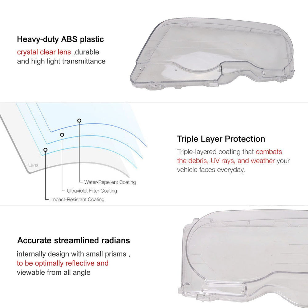 E46 M3 - Pair of Replacement Headlight Lenses for Xenon Headlights