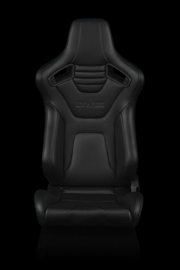 Elite-X Series Sport Seats - Black Leatherette / Carbon Fiber (Blue Stitching)