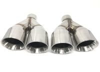 Dual 3.5" Double Wall Stainless Steel Exhaust Tips - Slanted Cut & Staggered Length