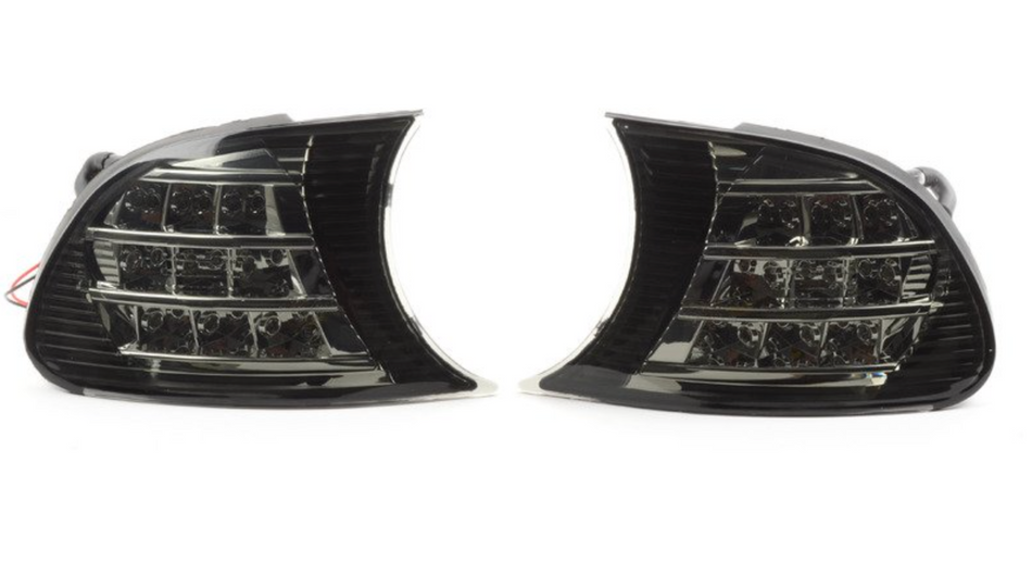 BMW E46 M3 and Coupe (Pre-LCI) - Smoked LED Front Corner Lights with Assembly